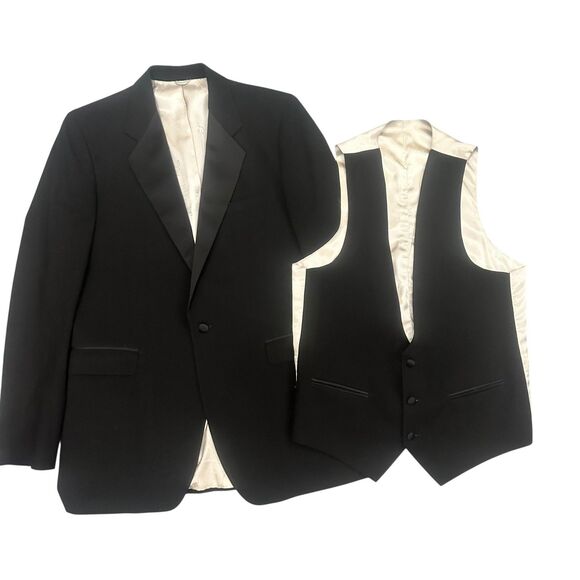 Givenchy Gentleman Tuxedo Jacket Vest Mens 41 R Wool Satin Lapel Formal - Picture 1 of 16